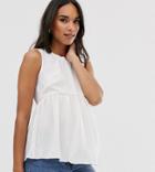 Asos Design Maternity Smock Top In Washed Linen-white