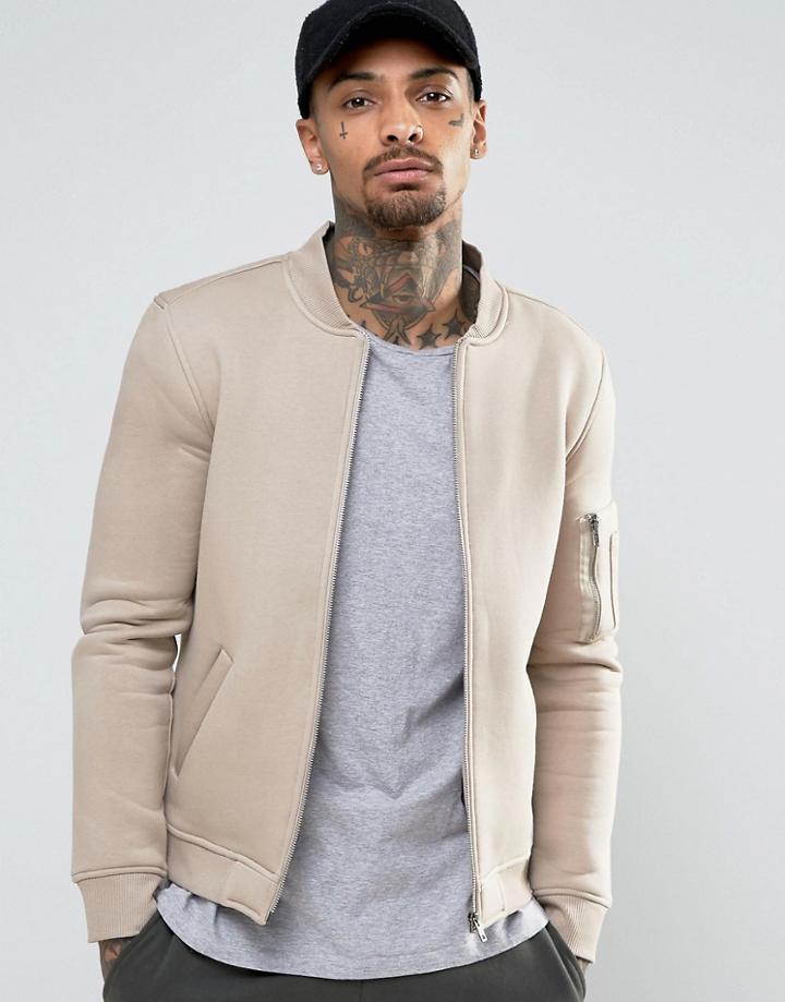 Kubban Bomber Jacket In Shitake Sweat - Brown