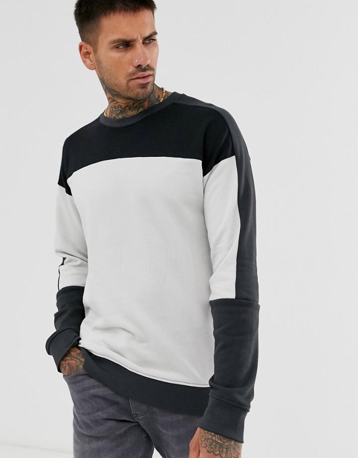 Only & Sons Sweatshirt With Block Panel Detail-black