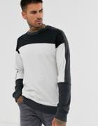 Only & Sons Sweatshirt With Block Panel Detail-black
