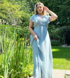 Tfnc Plus Bridesmaid Lace Detail Maxi Dress With Flutter Sleeve In Sage-green