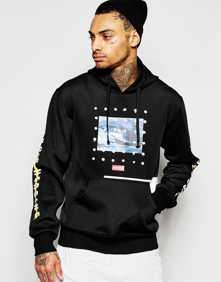 Hero's Heroine Hoodie With Remix Print - Black
