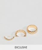 Designb Gold Band Rings In 3 Pack Exclusive To Asos - Gold
