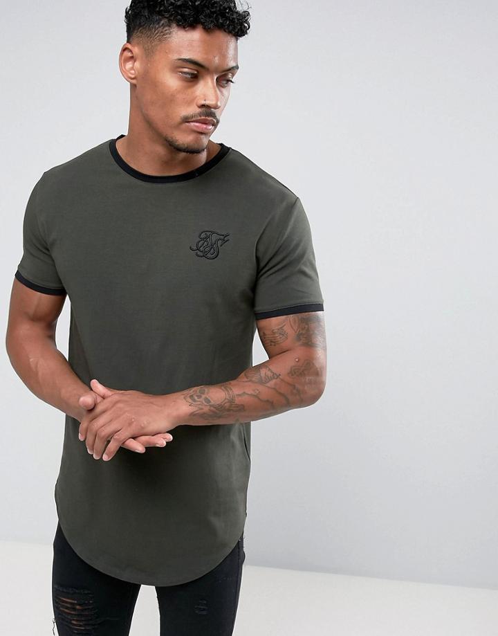 Siksilk Muscle Ringer T-shirt In Khaki - Green