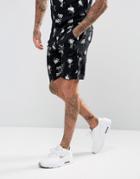 Rose London Skinny Shorts In Black Rose Print - Black