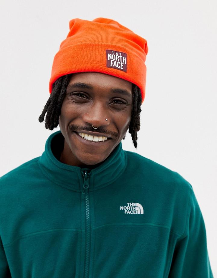 The North Face Dock Worker Beanie Hat In Orange - Orange