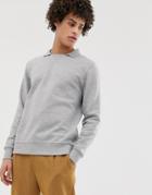 Asos Design Sweatshirt With Polo Collar In Gray Marl - Gray