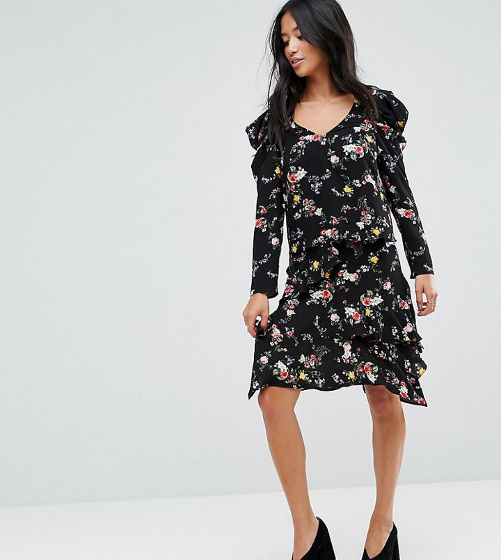 Miss Selfridge Petite Hanky Hem Floral Skirt - Multi