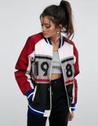 Asos Sport Trim Bomber Jacket - Multi