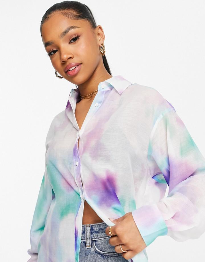 Stradivarius Shirt In Tie Dye Print-multi
