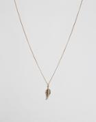 Asos Feather Necklace In Burnished Gold - Brown