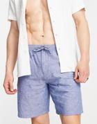 Selected Homme Linen Mix Shorts In Blue