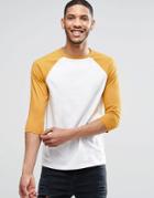 Asos 3/4 Sleeve T-shirt With Contrast Raglan