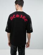 Asos Oversized T-shirt With Mystic Yoke Print In Black - Black