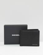 Diesel Hiresh Leather Wallet With Coin Pocket - Black