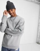 Asos Design Oversized Sweatshirt In Gray Heather With Vintage Tattoo Prints