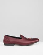 Asos Formal Loafers With Snake Embroidery And Jewel - Red