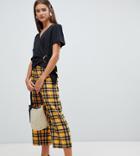 New Look Crop Pants In Mustard Check-yellow