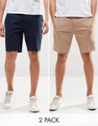Asos 2 Pack Skinny Smart Chino Shorts Save 17%