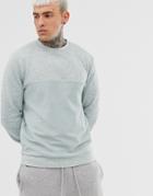 Asos Design Sweatshirt With Reverse Panel In Blue Interest Fabric - Blue