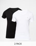 Farah V-neck Neck T-shirt 2 Pack In Muscle Fit - Multi