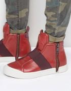 Diesel Nentish Hi Top Strap Sneakers - Red