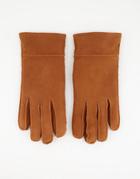 Barney's Originals Real Sheep Skin Lined Gloves-red
