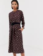 Mango Metallic Polka Dot Dress - Black
