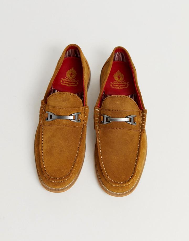 Base London Carriage Loafer In Tan Suede