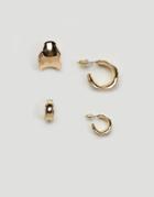 Asos Pack Of 2 Molded Metal Earrings - Gold