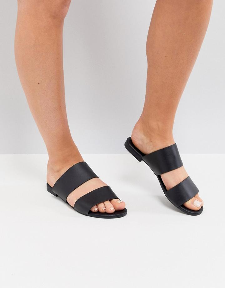 Truffle Collection Mule Flat Sandal - Black
