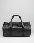 Fred Perry Checkerboard Barrel Bag In Black - Black