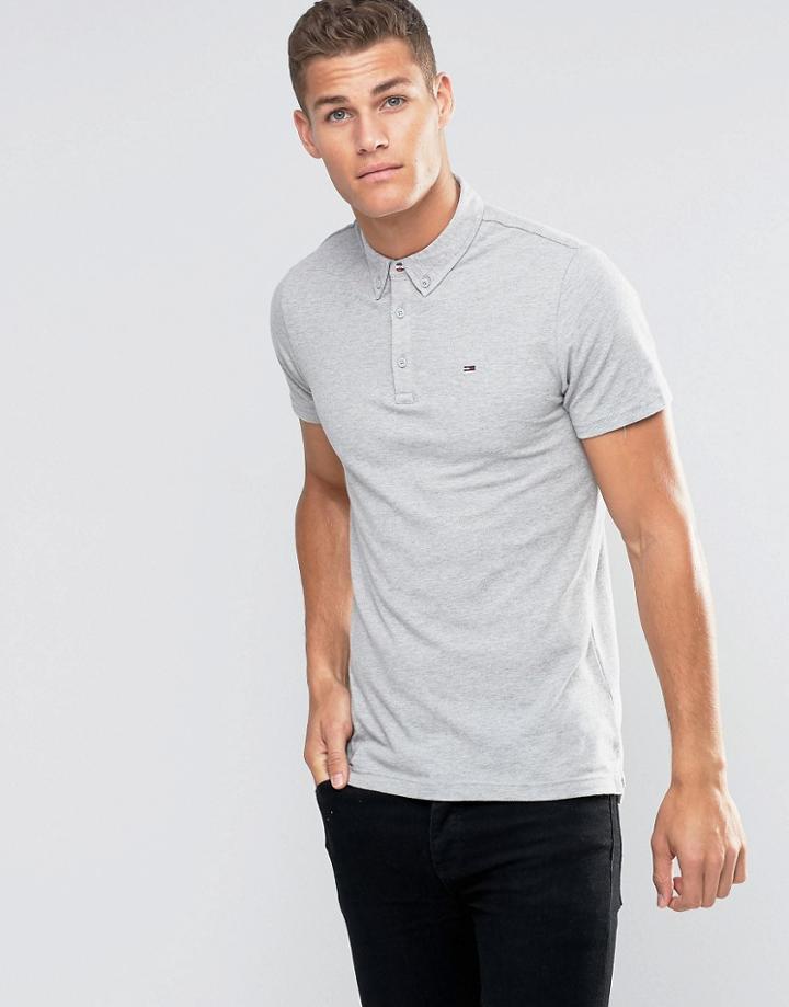 Tommy Hilfiger Denim Button Down Polo - Gray