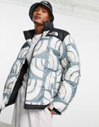 The North Face Lhotse Printed Jacket In White/blue