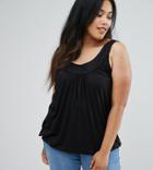 New Look Curve Bubble Hem Top - Black