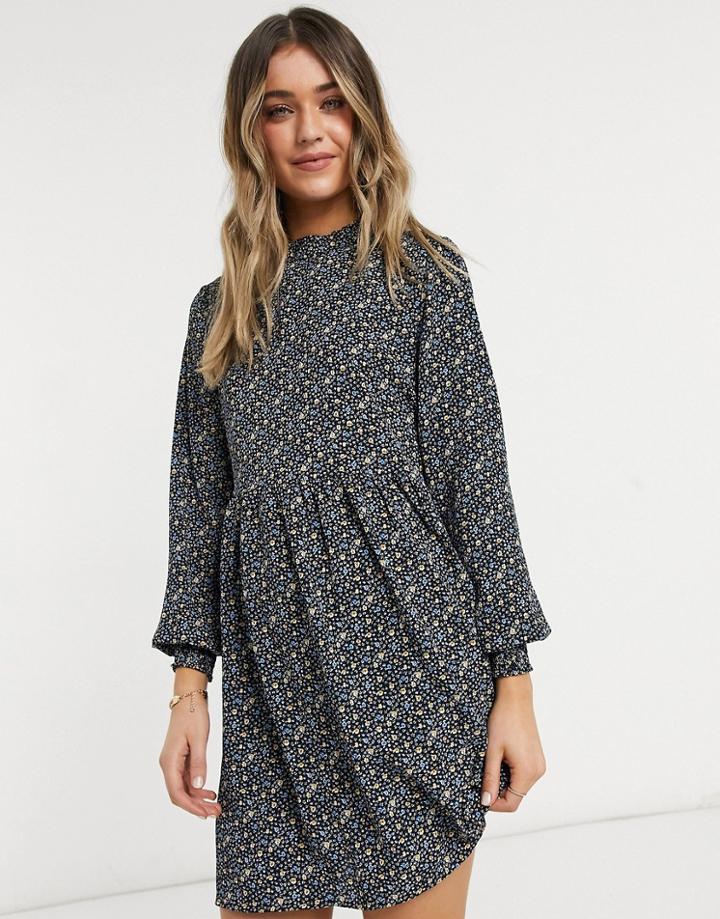 Jdy Mini Smock Dress In Floral Print-black