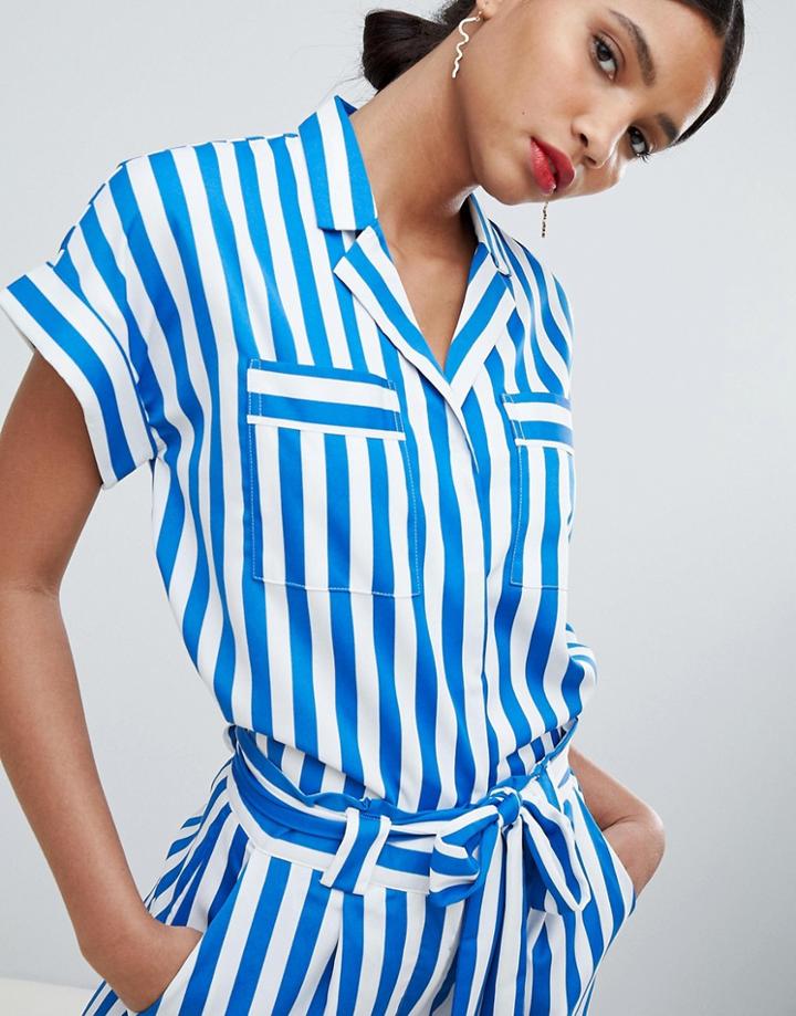 Y.a.s Stripe Short Sleeve Blouse - Multi