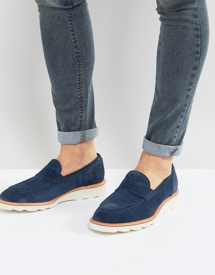 Aldo Jauquet Suede Penny Loafers - Navy
