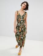 Warehouse Toucan Tropical Print Maxi Dress - Multi