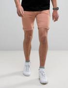 Asos Denim Shorts In Skinny Pink - Pink