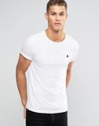 Asos T-shirt With Roll Sleeve And Logo In White - White