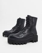 Lamoda Chunky Flat Boots In Black