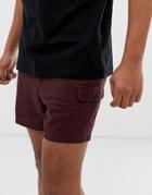 Asos Design Slim Shorter Cargo Shorts In Plum - Purple