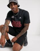 Adidas T-shirt In Black With Pink Logo