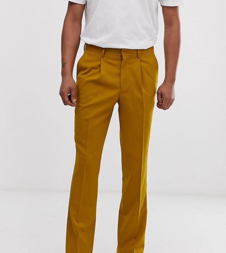 Heart & Dagger Slim Fit Smart Pants In Mustard - Yellow