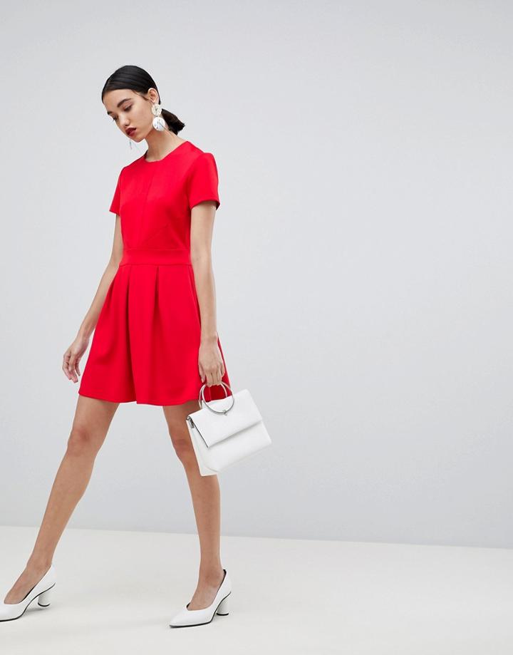 Unique 21 Short Sleeved Sleeved Skater Dress-red