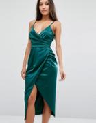 Lavish Alice Cami Midi Dress In Satin - Green