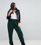 Asos Curve Exclusive Peg Pants In Scuba With Popper Hem - Green