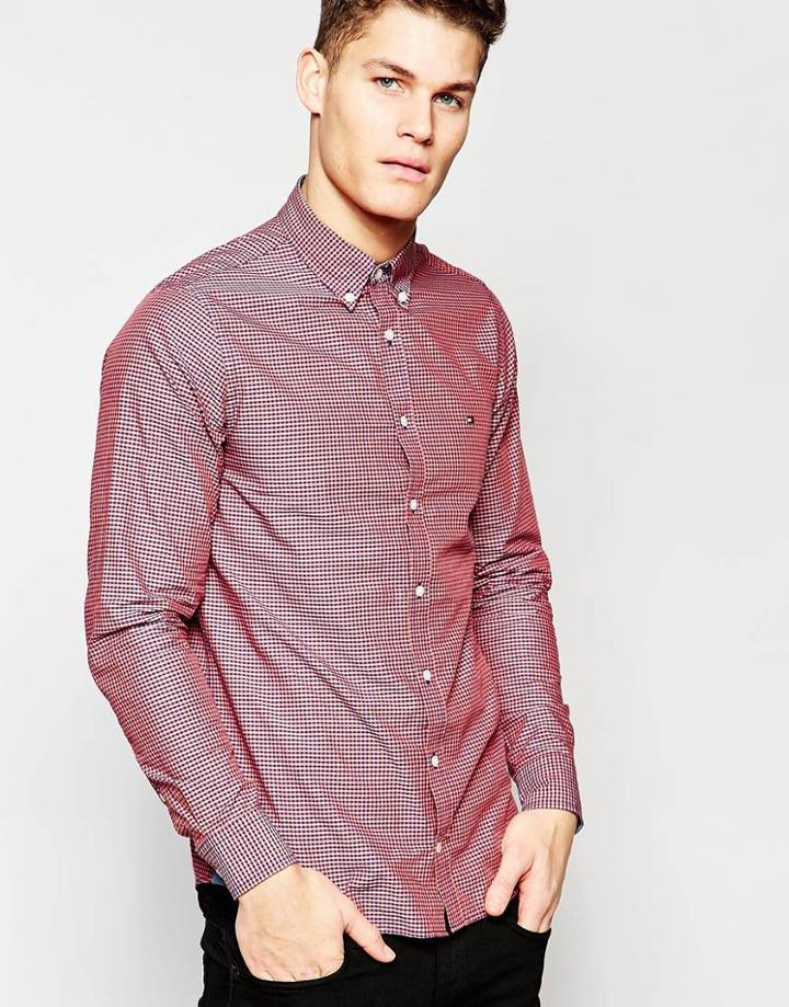 Tommy Hilfiger Gingham Shirt In Red Blue - Blue