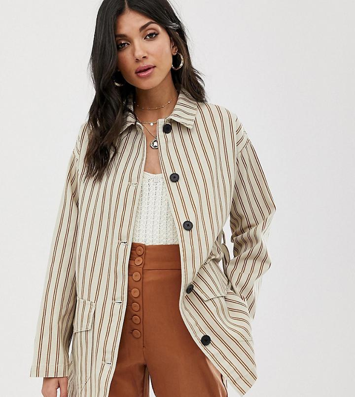 Asos Design Tall Stripe Jacket-multi